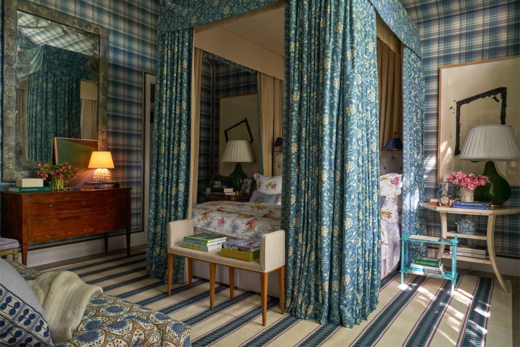 Pretty in Plaid sets the tone for Avrea & Company's soothing bedroom. (Photo by Nathan Schroder)