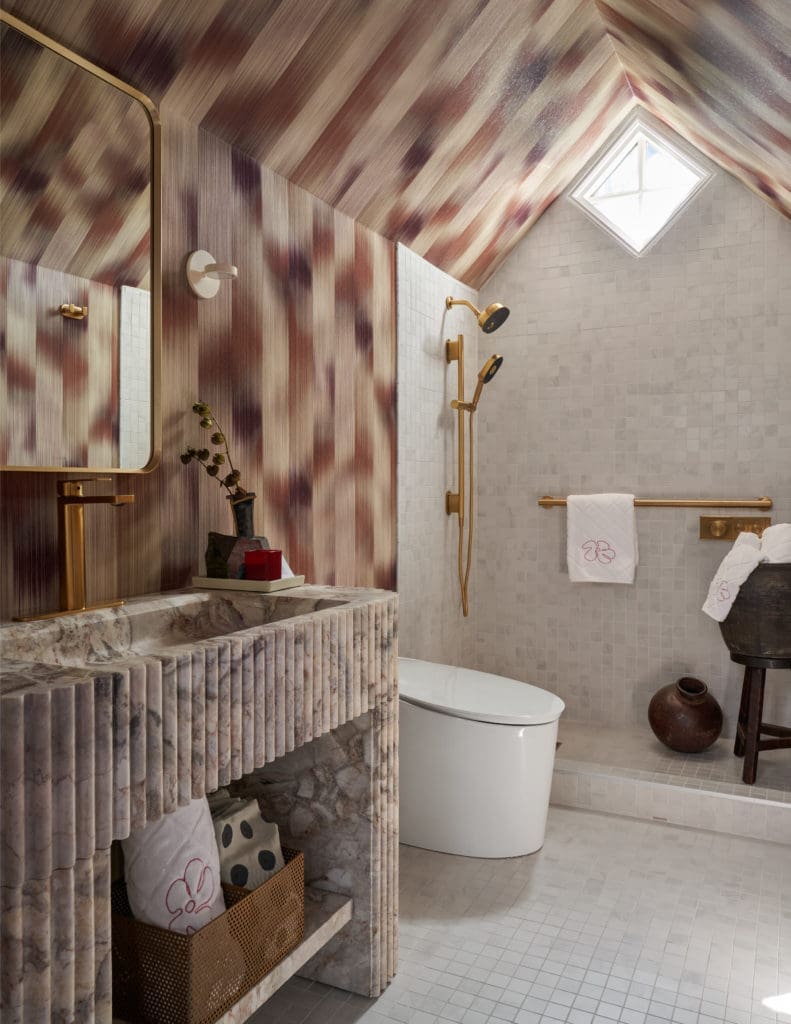 This Southern Sanctuary wellness room by PROJECT AZ provides a warm and nurturing escape. (Photo by Nathan Schroder)