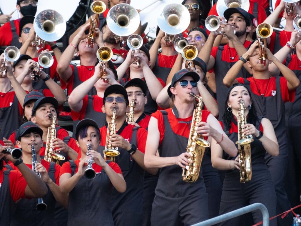 The University of Houston band always brings it. (Photo by F. Carter Smith)