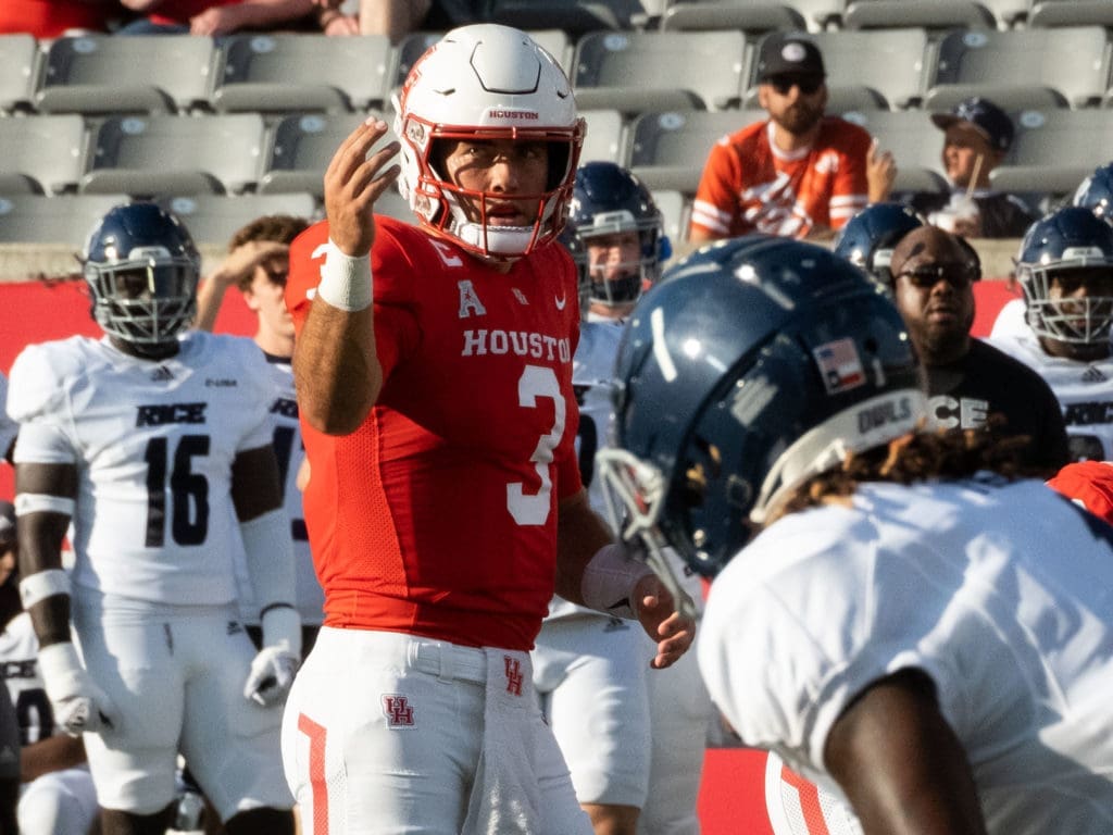 University of Houston quarterback Clayton Tune has Cougars passing game humming.  (Photo by F. Carter Smith)