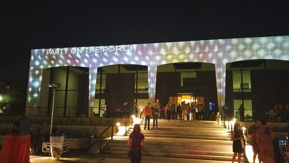 Fantastic Lighting on the Amon Carter Museum of American Art during the annual Party on the Porch celebration.