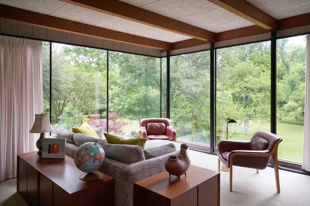 In Kevin Vogel's office, the walnut chests are from the estate of Clarence Roy, who was Valley House's original landscape architect. Small painting Mexico artist Omar Rodriguez-Graham. The ceramic is from the estate of Marvin and Joy Krieger. Pair of leather chairs are by Bill Stevens for the Yale School of Architecture (Photo by Pär Bengtsson / art direction by Michelle Aviña)
