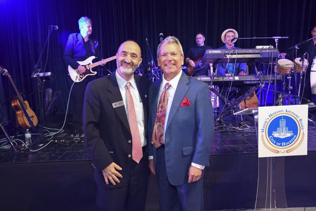 Michel Maksoud, Roland Garcia at the Mayor's Hispanic Heritage Awards ceremonies.  (Photo by Vicki Pink)
