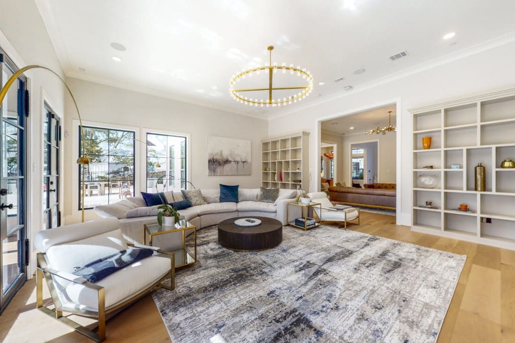 Vast living/entertaining spaces ar keynote in the home at 346 Hunters Trail  in Houston. (Photo by Jason Koonce with Hommati)