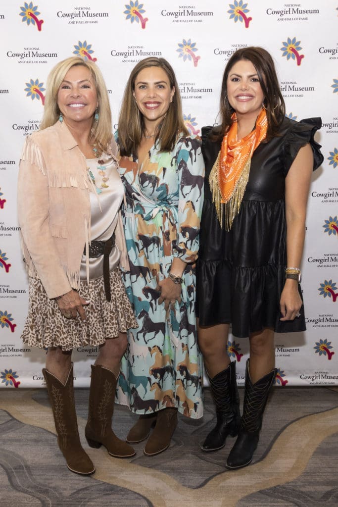 Patty Williams, Sabrina Speirs, and JJ Contreras at the Desert Rose Luncheon and Fashion Show at River Crest Country Club in Fort Worth, Texas on October 6, 2022. (Photo by Sharon Ellman)
