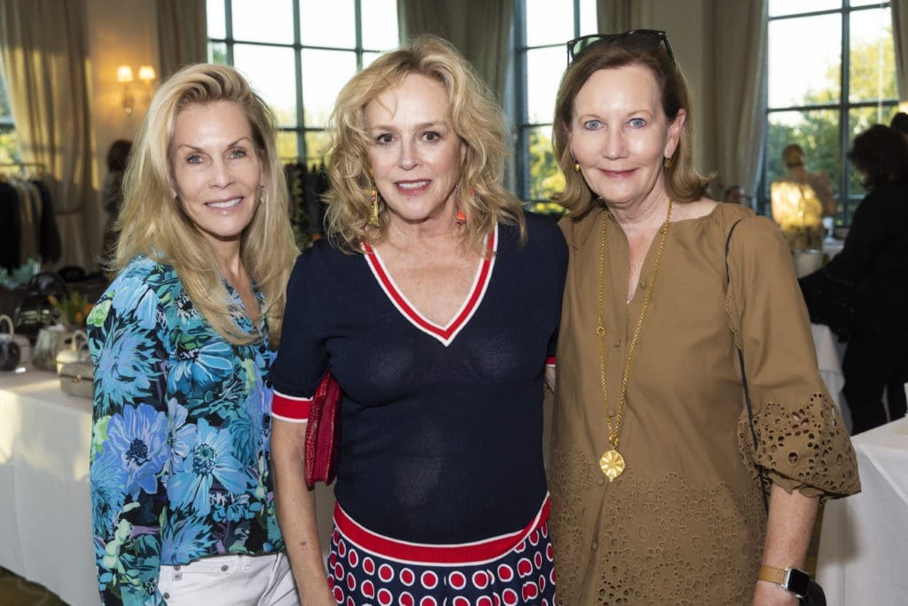 Linda Conn, Janie Beggs, and Martha Williams at the Desert Rose Patron Party at River Crest Country Club in Fort Worth, Texas on October 5, 2022. (Photo by Sharon Ellman)