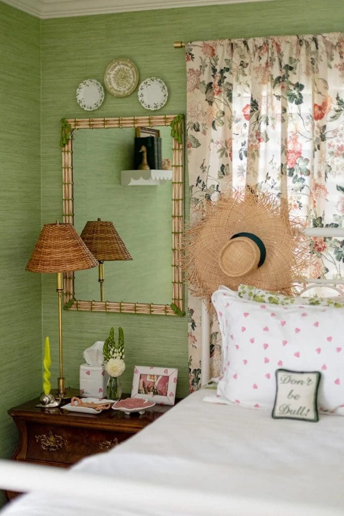 Faux grasscloth peel-and-stick wallpaper from Wall Pops! 