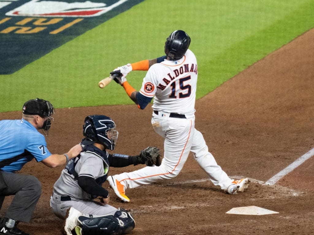 Houston Astros catcher Martin Maldonado has a few big hits in his bat. (Photo by F. Carter Smith)