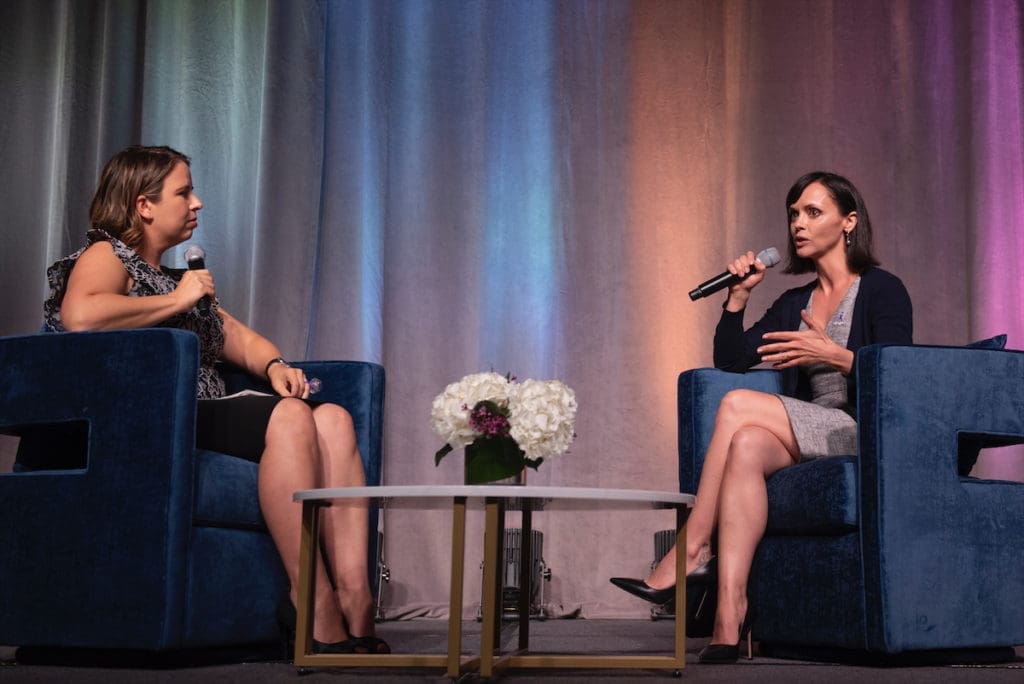 CBS 11's Andrea Lucia and Christina Ricci (Photo by Tamytha Cameron, Celeste Cass)