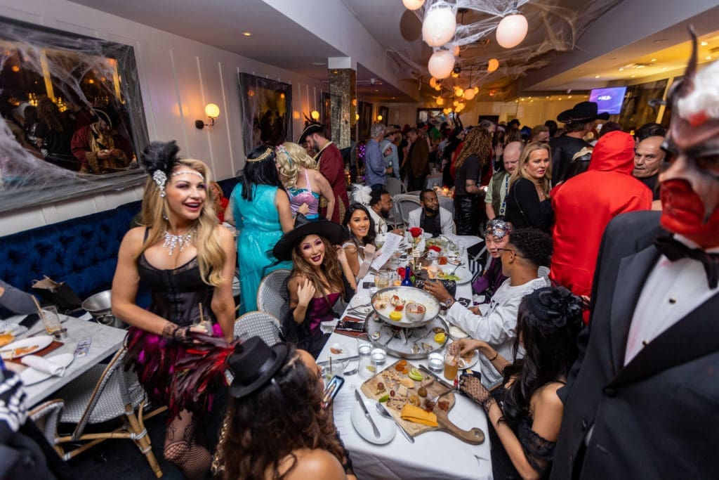 See the Brasserie 19 Halloween costume party judges. (Photo by Andrew Hemingway)
