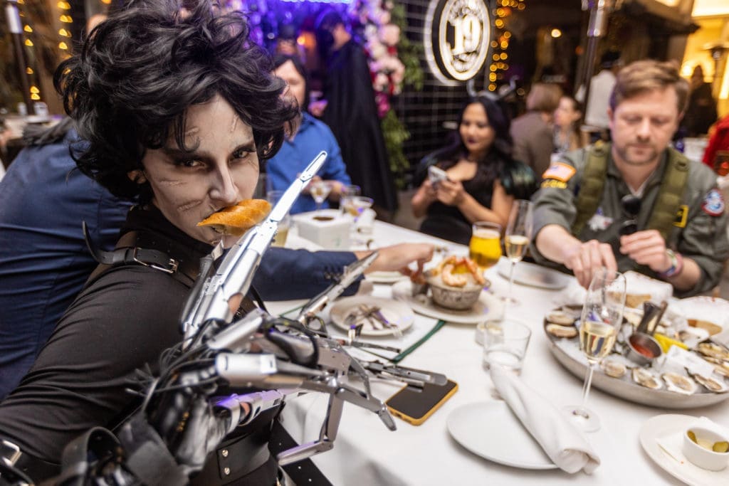'Edward Scissorshands' wins for Creepiest Costume at Brasserie 19's Halloween bash. (Photo by Andrew Hemingway)