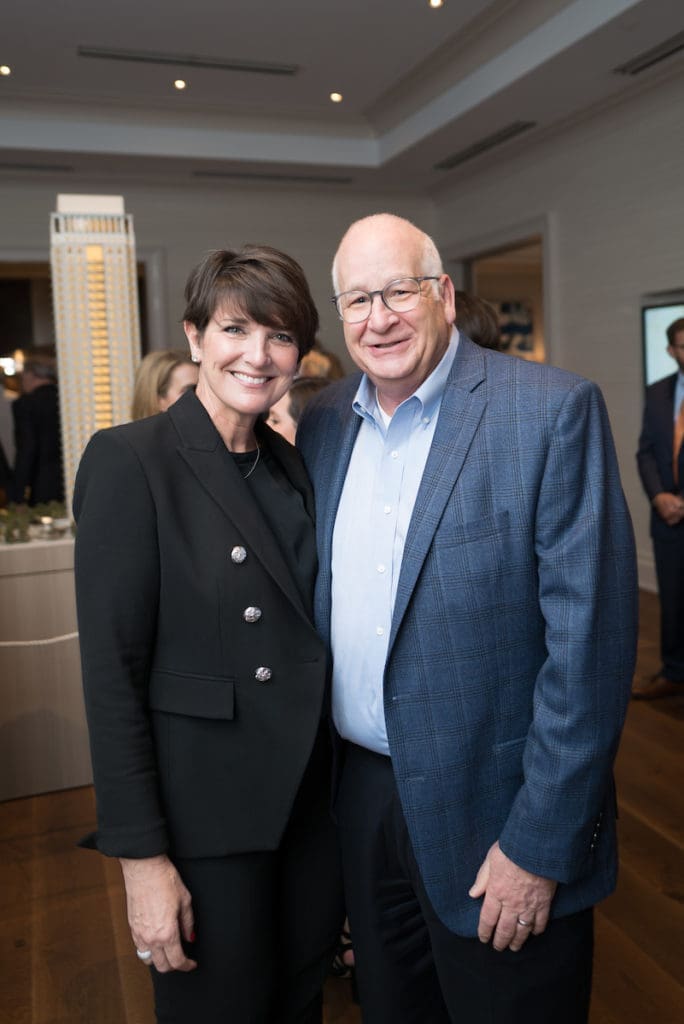 Dr. Patti Steiner & Dan Steiner at the grand opening of the 1661 Tanglewood luxe sale office in Uptown Park. (Photo by Daniel Ortiz)
