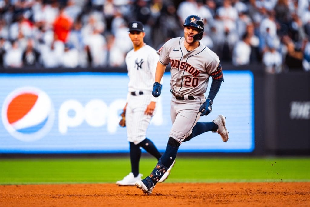 Chas McCormick Points to His Twin After Homer Shocking Yankee Stadium — How Young Guys and New Additions Are Making a Perfect Postseason Seem Possible For the Astros