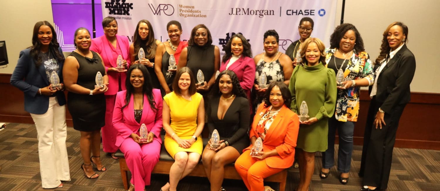 The 2022 Women of Color Achievement Awards honorees along with Danielle Davis and Camille Burns at the awards ceremony held at Texas Southern University. (Photo by Arion Smith)