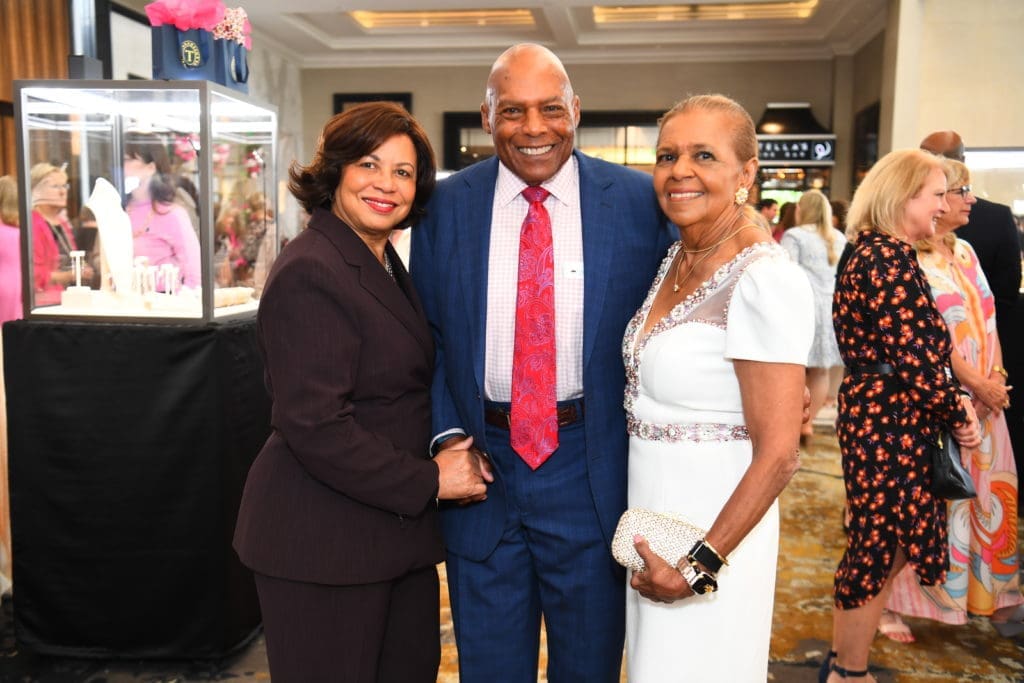 Valerie & Sam Golden with honorary chair Dr. Yvonne Cormier at the Memorial Hermann Foundation 'Razzle Dazzle' luncheon. (Photo by Michelle Watson)