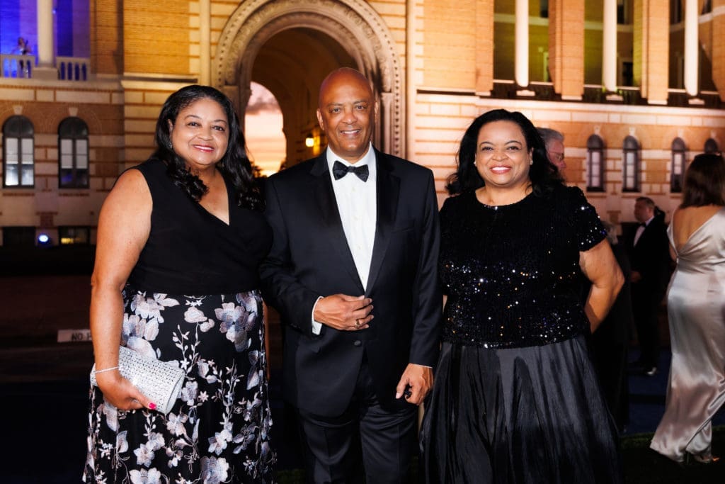 Monique Shankle, Theodore Adams, Carla Shankle at 'The Investiture Gala' on the Rice University campus.