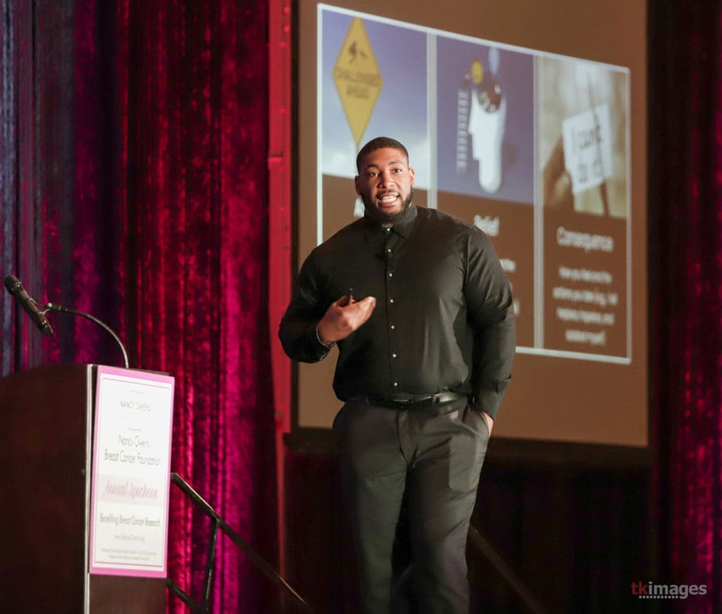 Guest speaker Devon Still at the Nancy Owens Breast Cancer Foundation annual luncheon. (Photo courtesy of TK Images)