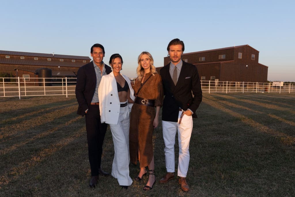 Nirav & Megha Tolia, Carolina Cucinelli, and Alessio Piastrelli in Texas in 2022 for the exclusive "Muse of the West" launch with Neiman Marcus. (Photo by Jason Sean Weiss and BFA Kaitlin Saragusa)