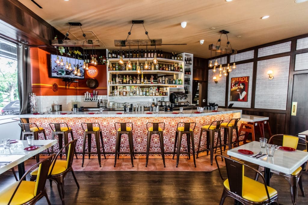 The snug little Italian boîte called Numero28 offers seating at the bar lunch and dinner not to mention a full bar. (Photo by Becca Wright)