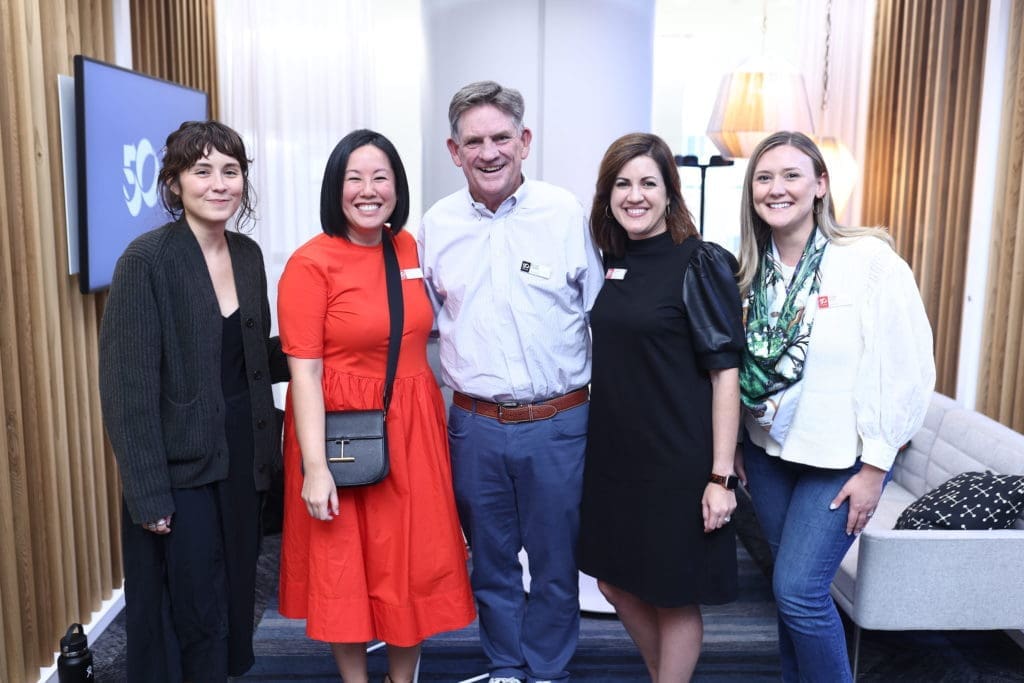 Raquel Torres, Jeannie Wu, Don Trimble, Stephanie Ory, Gabby Dazet at Gensler Houston's 50th anniversary celebration. (Photo by Quy Tran)