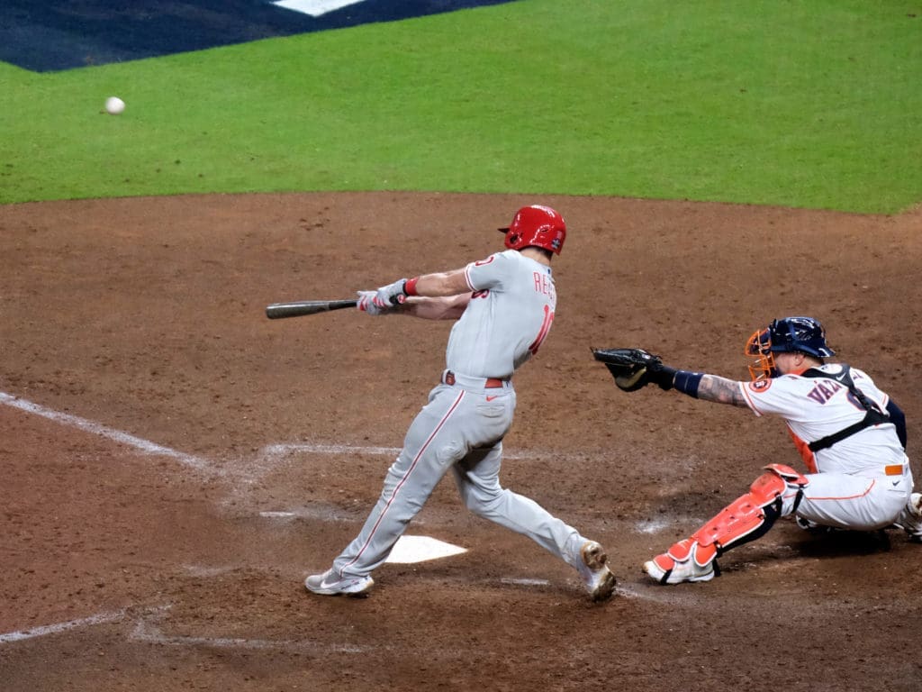 J.T. Realmuto will be a Phillies hero forever if Philadelphia goes on to win this World Series. (Photo by F. Carter Smith)