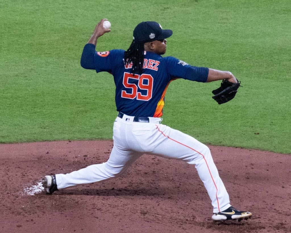 Framber Valdez is making the most of his World Series moment.  (Photo by F. Carter Smith)