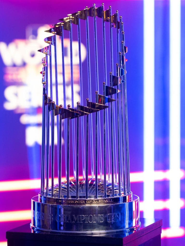 The World Series trophy is the prize that every team in baseball covets. (Photo by F. Carter Smith)