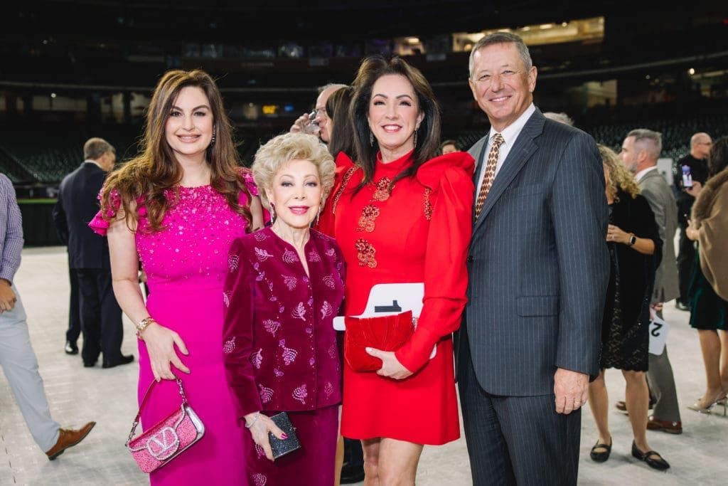 Brigitte Kalai, Margaret Alkek Williams, Alicia Smith, David Wuthrich at the Crime Stoppers dinner. (Photo by CatchlightGroup.com)
