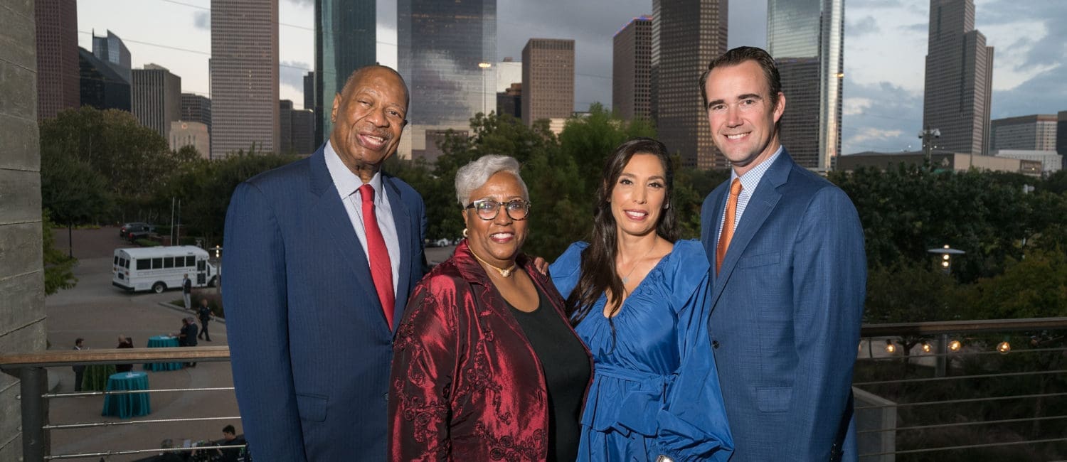 Buffalo Bayou Partnership gala chairs Jodie Jiles & Sonny Messiah-Jiles and Wendy Montoya Cloonan & Shawn Cloonan. (Photo by Daniel Ortiz)