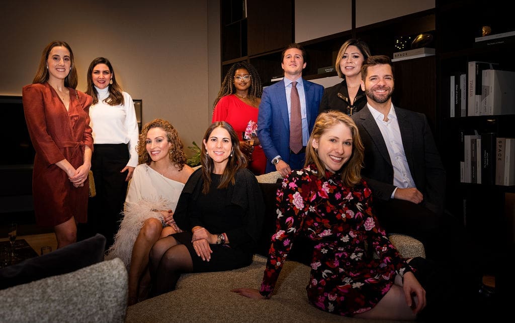 Maria Suarez, Lorena Vasquez, Carla Muñoz, Lucia Moncada, Ana Galeano, Matteo Cugnasca, Isabel Porter, Roger Leal Martinier, Rae Strong at CAM Studio Poliform Grand Opening (Photo by Shane Dante)