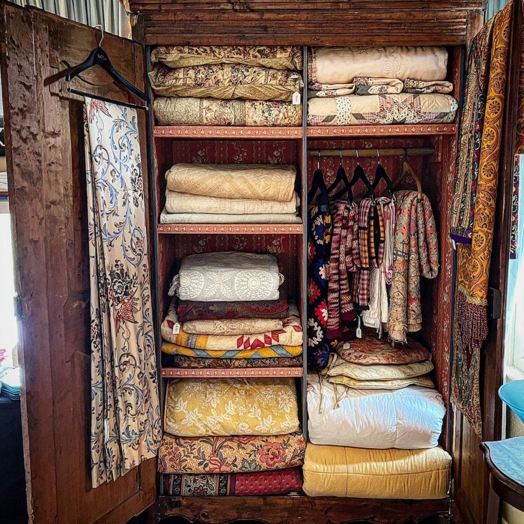 A mix of vintage textiles at the Winn Morton estate sale. (Photo by Dallas Estate Sellers)