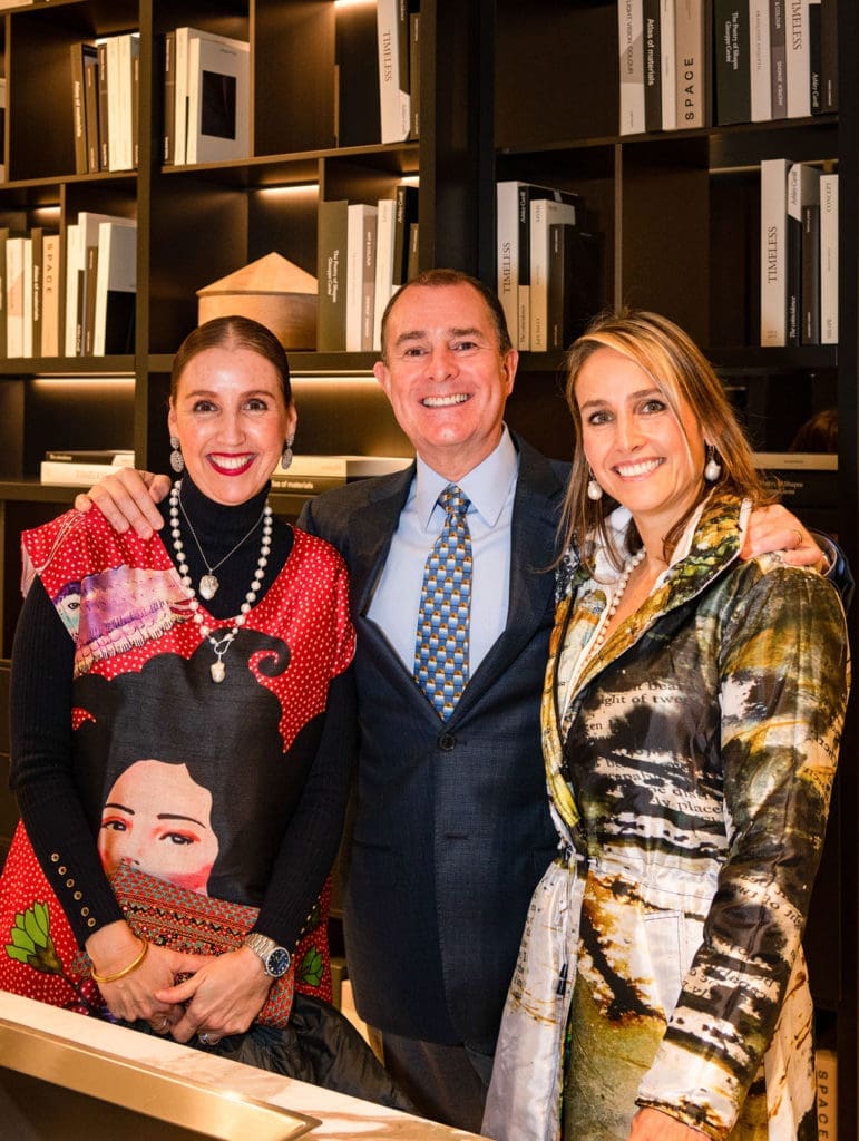 Cristina Velazco, Horacio Moreno, Erika Velazco at CAM Studio Poliform Grand Opening (Photo by Shane Dante)