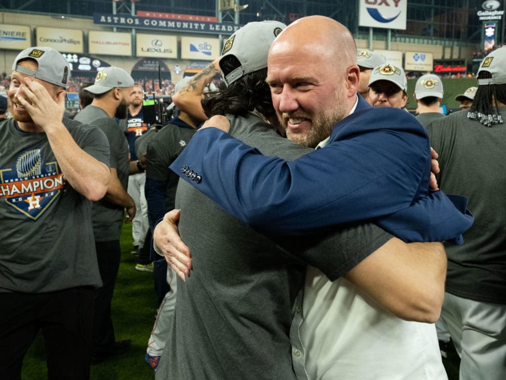 Astros general manager James Click has a championship, one built on the depth he helped create on this beyond complete Astros roster. (Photo by F. Carter Smith)