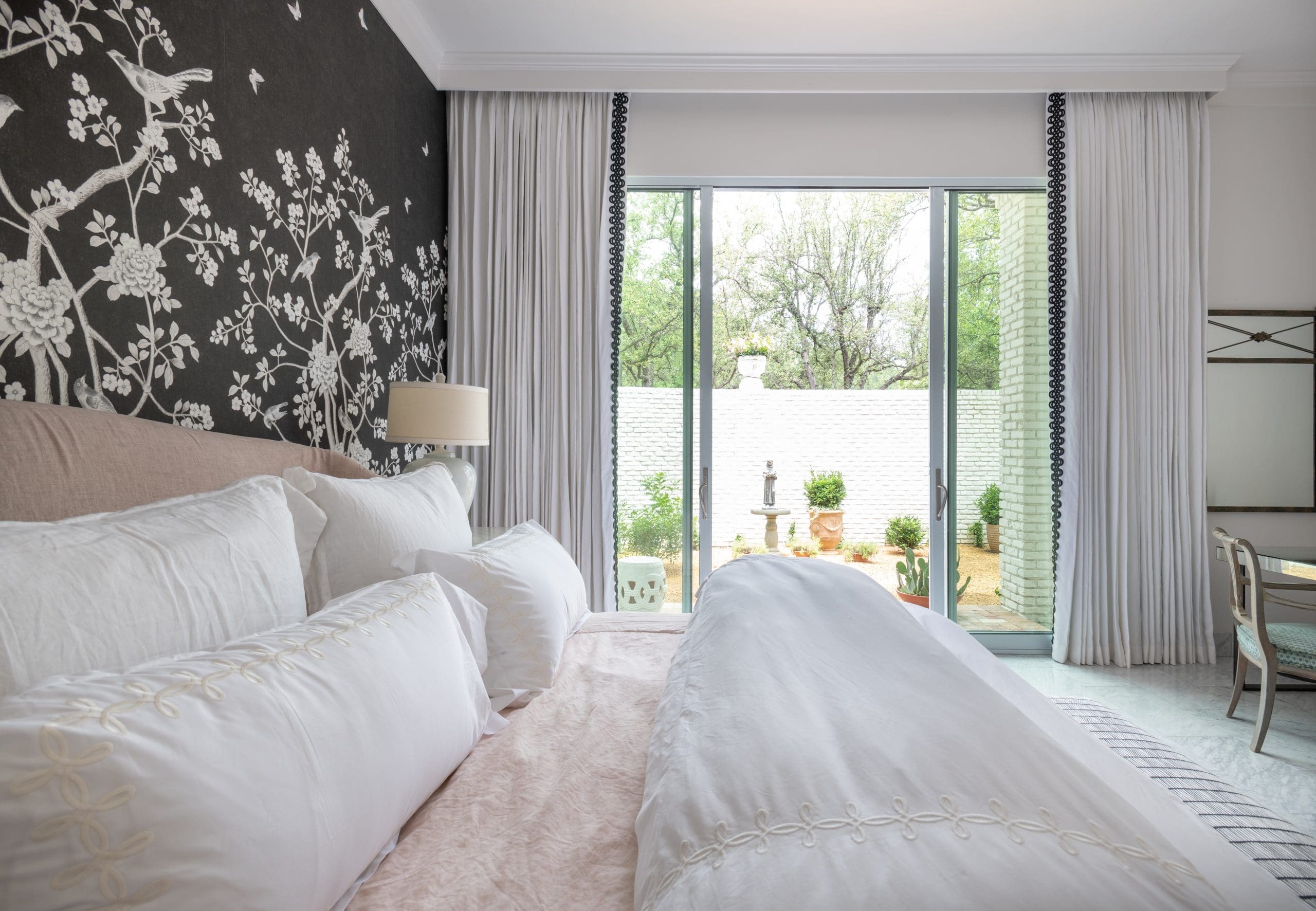 Wilson shuns gray homes with expressive wallpapers and designer touches. (Photo by Michael Hunter)