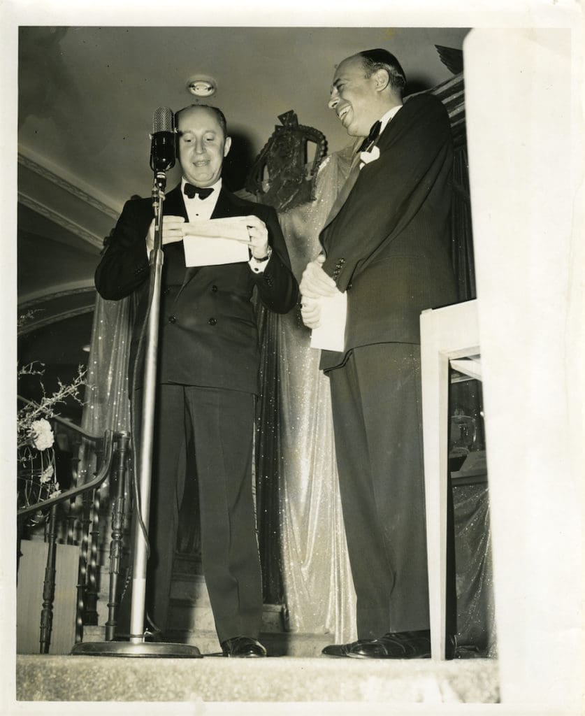 Christian Dior Accepting the Neiman Marcus Award from Stanley Marcus, 1947 - Courtesy of SMU