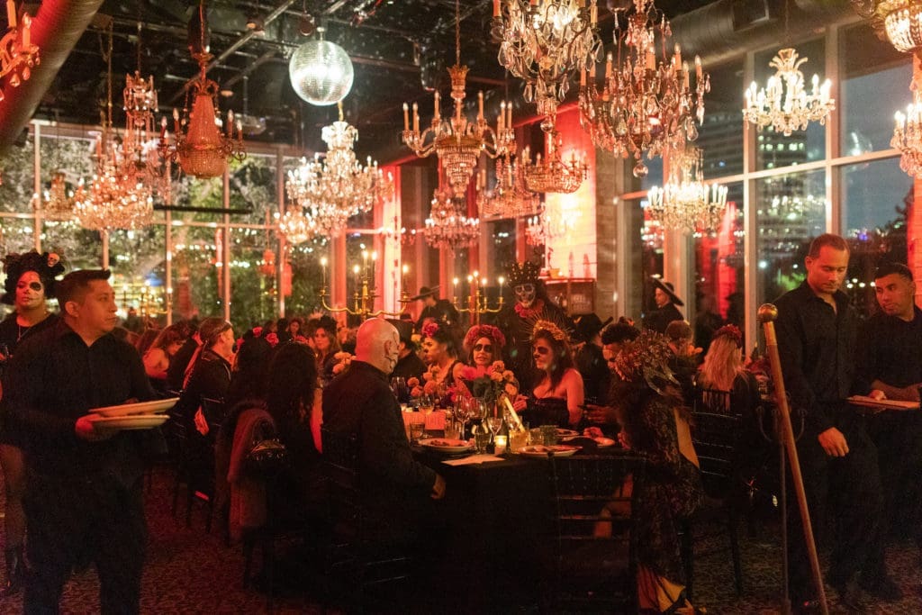 The deliciously eerie scene during Flora's Cena Negra in tribute to Dia de los Muertos. (Photo by Leah Walker Wilson)