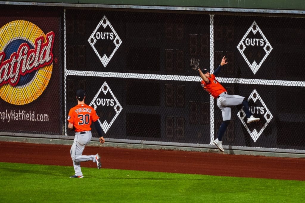 Astros center fielder Chas McCormick changed everything in the World Series with an incredible catch. (@Astros)