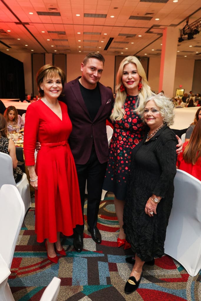 Hallie Vanderhider, Ryan Jay, Stephan von Stein Schusterman, Emma Carruth at the Houston Ballet Nutcracker Market Saks Fifth Avenue Luncheon. (Photo by Melissa Taylor)