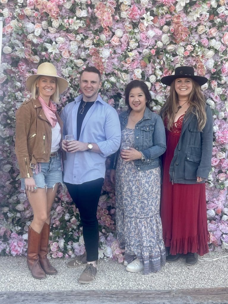 Lauren Wills Grover, sponsor Big Ass Fans' Christian Miller, Mary Hoang-Do, Lizzy Welch at The Halles Sip & Shop (Photo by Jordan Geibel)