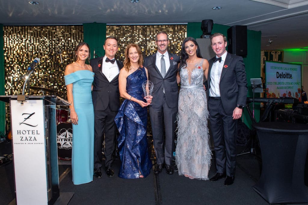 Storybook Gala co-chairs Kasey & Nick Carnrite, Deloitte's Amy Chronis and Scott John, gala co-chairs Joselyn & Jeff Carnrite (Photo by Jacob Power)