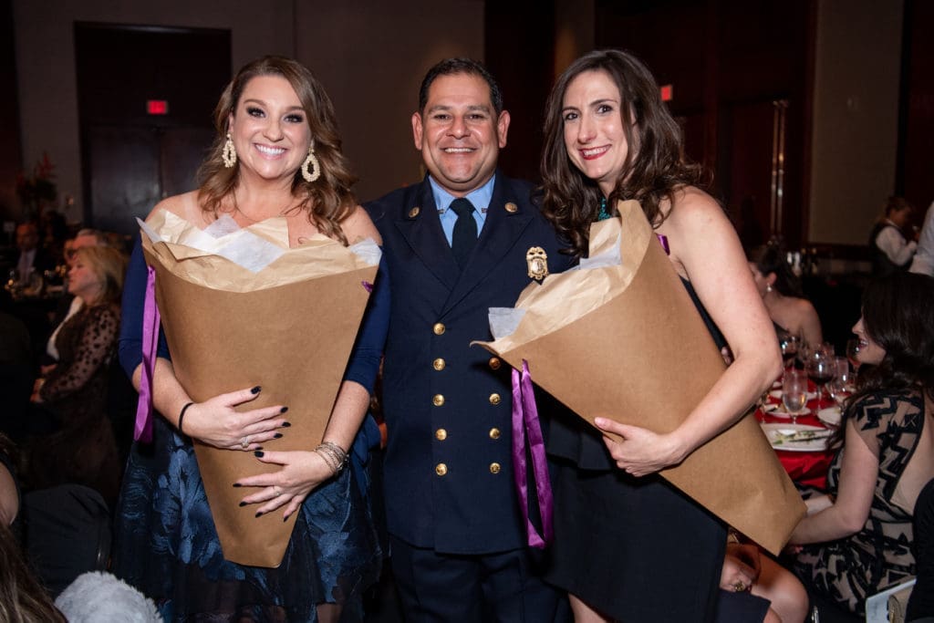 Laura Elizabeth Stein, Captain Chris Garcia, Scarlett Darby at the HPFA Foundation's 'Red Hot Gala' at the Royal Sonesta Hotel. (Photo by Cathchlight Group)