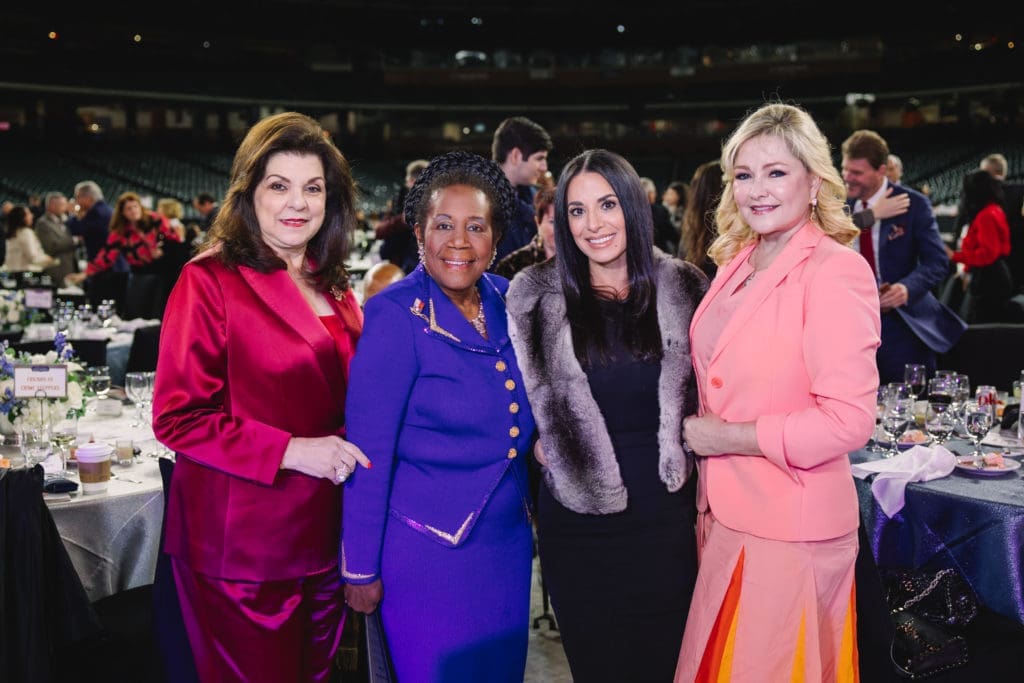Laura Ward, Congresswoman Sheila Jackson Lee, Rachel Bagwell, Whitney Crane at the Crime Stoppers fundraiser. (Photo by CatchlightGroup.com)