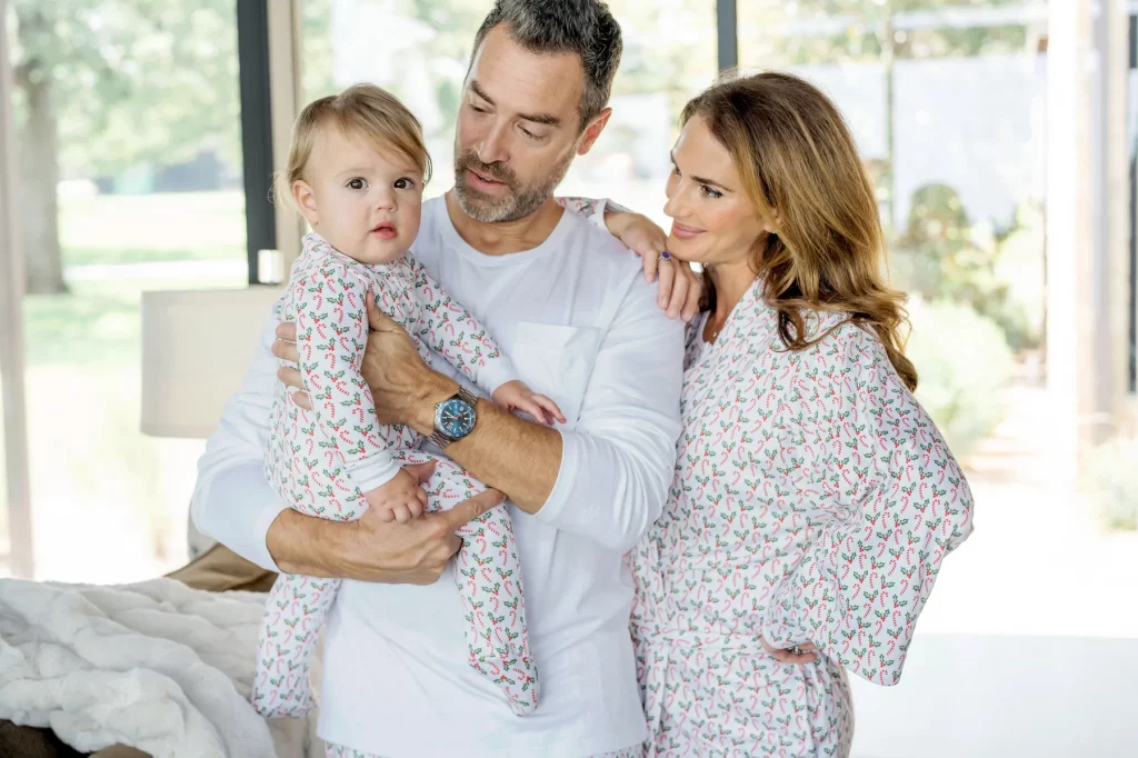 This Candy Canes and Holly print robe for mom is made to match from Lila and Hayes.