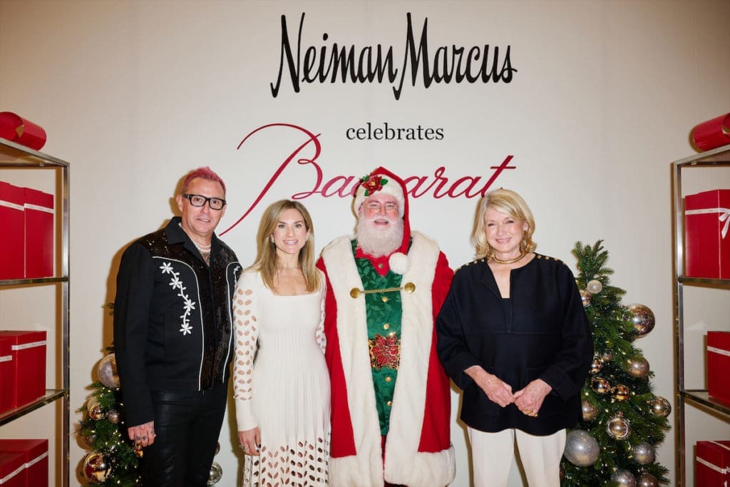 Neiman Marcus x Baccarat Palladian Tree Unveiling Event_Jim Shreve, Jodi Kahn, Martha Stewart