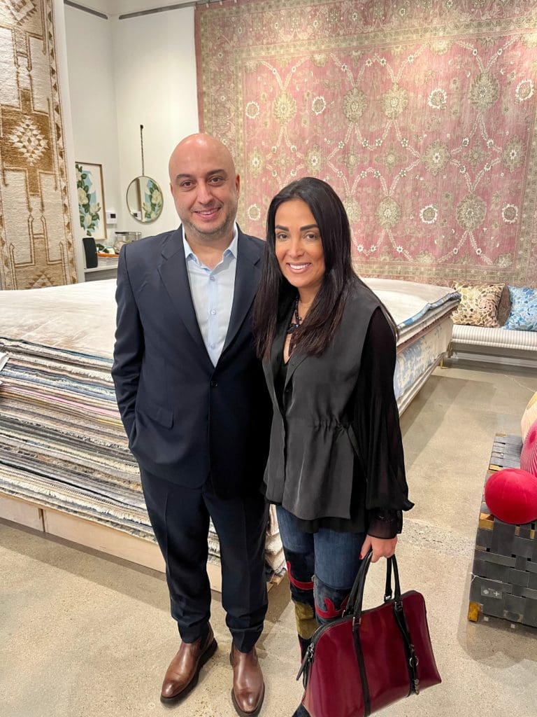 Saeid Arsin, Lobat Esfahanian at the Arsin Rug Gallery one year anniversary celebration in Decorative Center Houston. 
