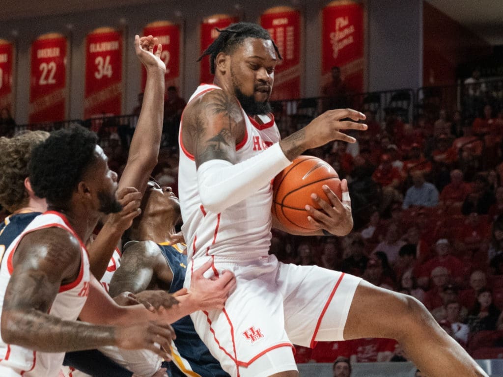 University of Houston forward J'Wan Roberts is all about tough rebounds. (Photo by F. Carter Smith)