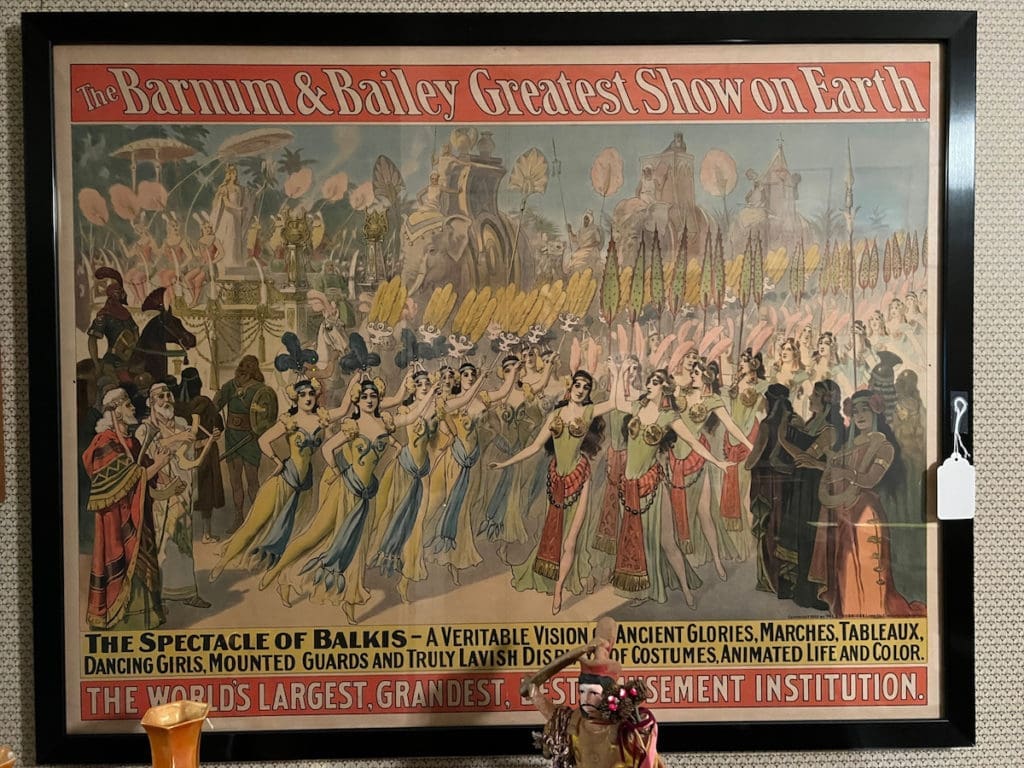 The sale includes vintage circus memorabilia — Morton attended the Ringling School of Art and designed for several shows. (Photo by Dallas Estate Sellers)