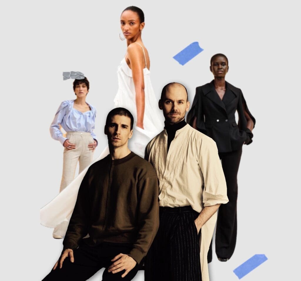 Co-founders of London label Palmer Harding, known for their elevated take on the dress shirt, will receive the Fashion Gallery International the Career Achievement in Fashion award this November. (images courtesy of Palmer Harding, graphic by PaperCity)