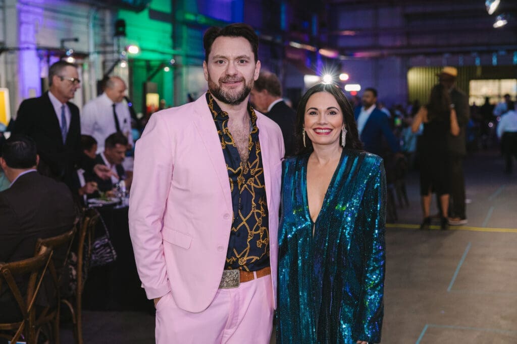 HAA CEO John Abodeely, Michele Leal Farah at the Houston Arts Alliance Add on Art Gala (Photo by Johnny Than)