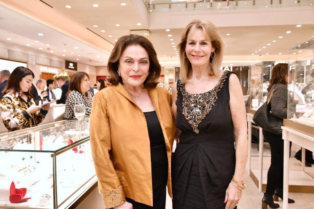 Beth Wolff, Cheryl Byington at the Zadok Jewelers holiday soirée. (Photo by Alex Montoya)